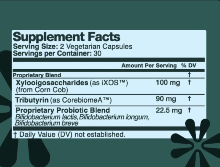 Bioma Probiotics - Supplement facts